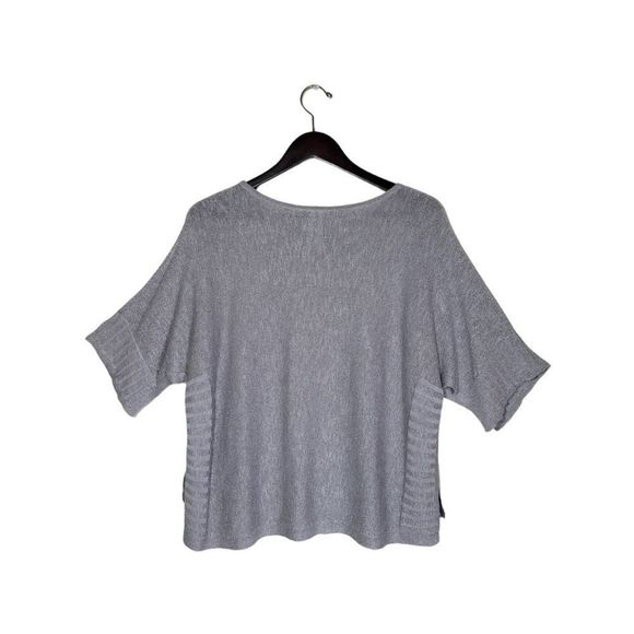 Anthropology Women's Short Dolman Sleeves Oversized Knit Silver Sweater Size XS - Picture 3 of 11